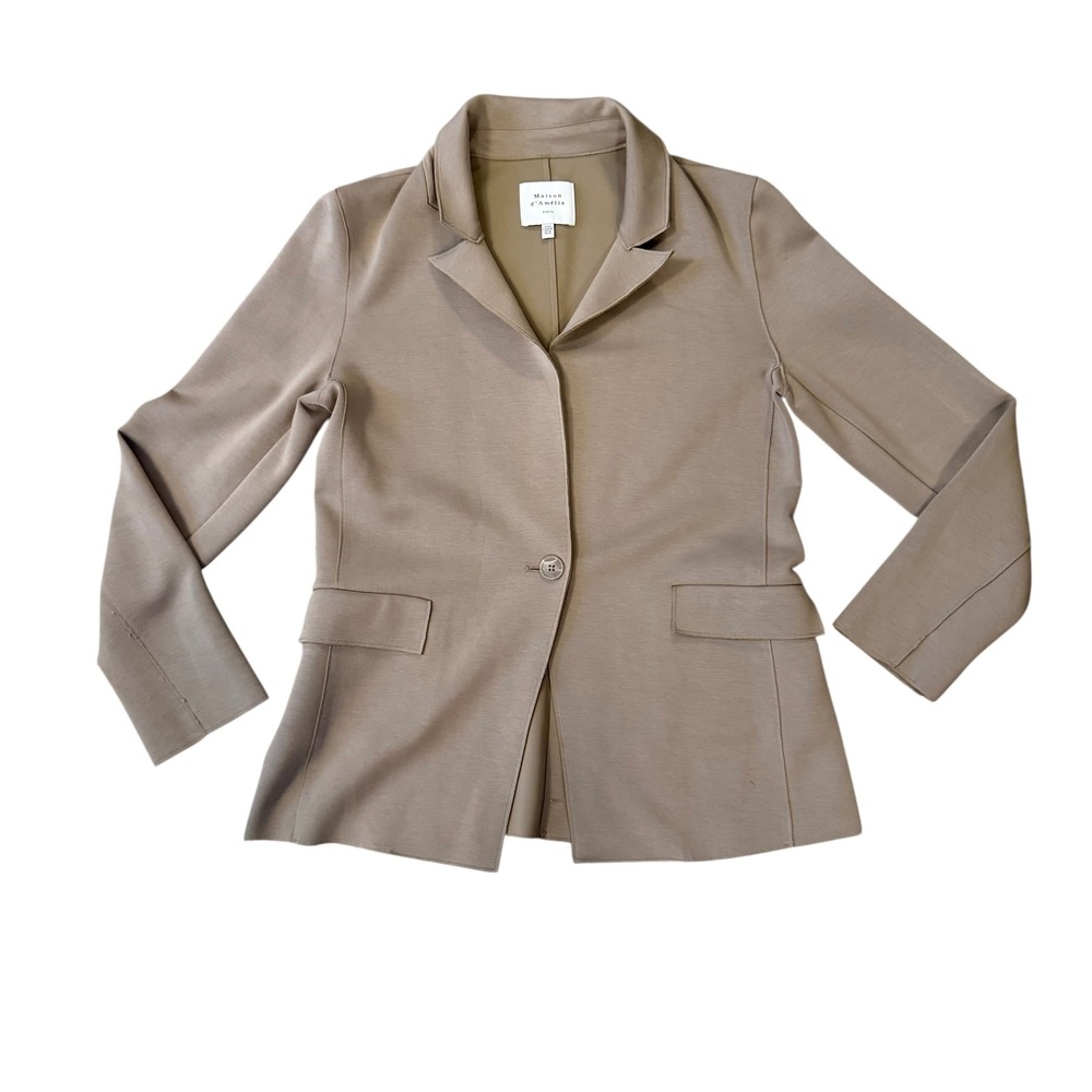 Maison d'Amelie Blazer Women Size M Tan Excellent Single‎ Button Stretch Paris